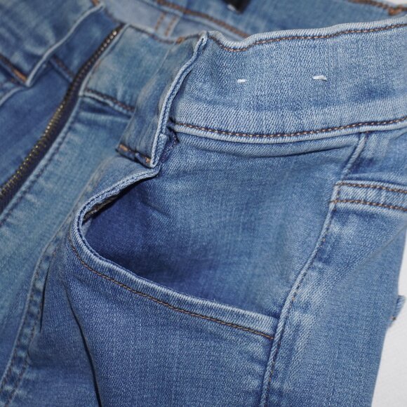 Express Bell Slim Flare High Rise Silver Ring Zip Denim Stretch Jeans 8R Retro - Picture 7 of 9